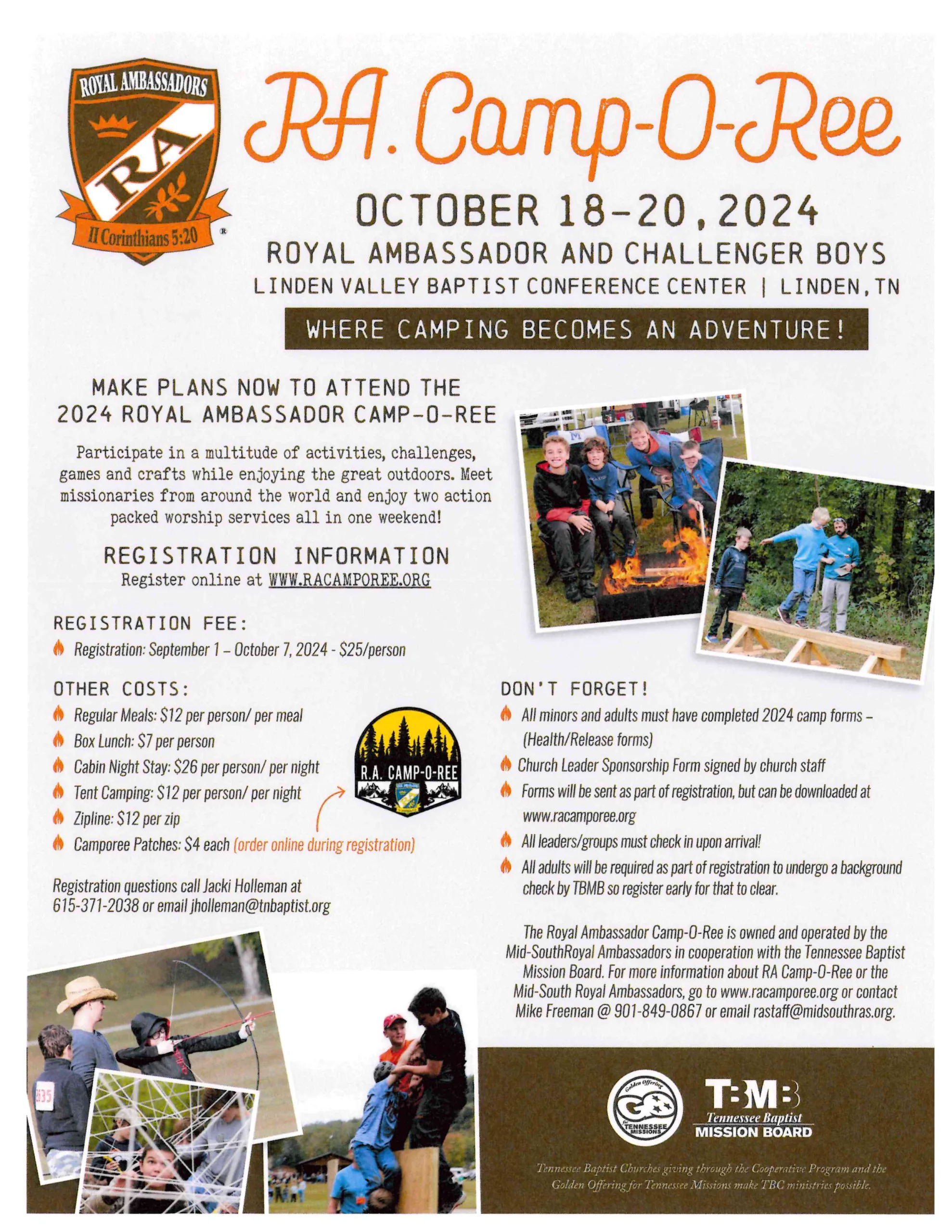 You are currently viewing OCTOBER 18-20: RA CAMP-O-REE at Camp Linden, Linden